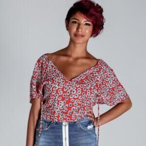 Zara Trafaluc Floral Print Crop Top - M